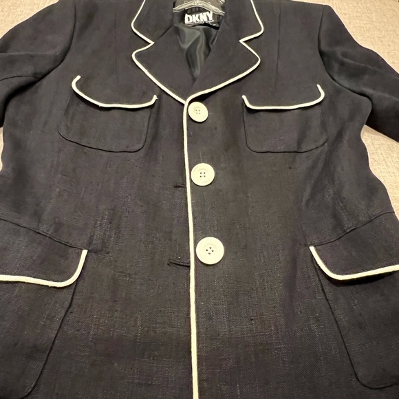 DKNY Size 10 Black Blazer with White Stripes and Size 10 Skirt - Picture 7 of 8